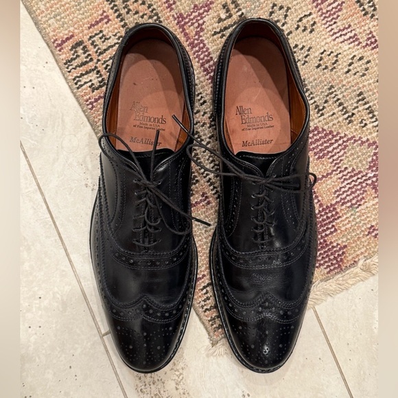Allen Edmonds McAllister Black Wingtip Brogues Dress Shoes Lace - Picture 2 of 9